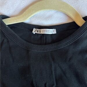 Zara Charcoal Ribbed Knit Top